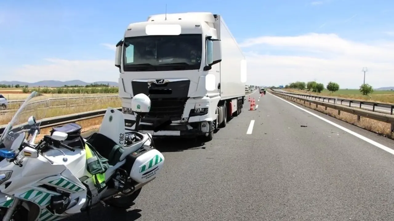 Muere un camionero tras ser embestido por otro cuando ha bajado de su vehículo, camión, control, Guardia Civil, accidente, atropello